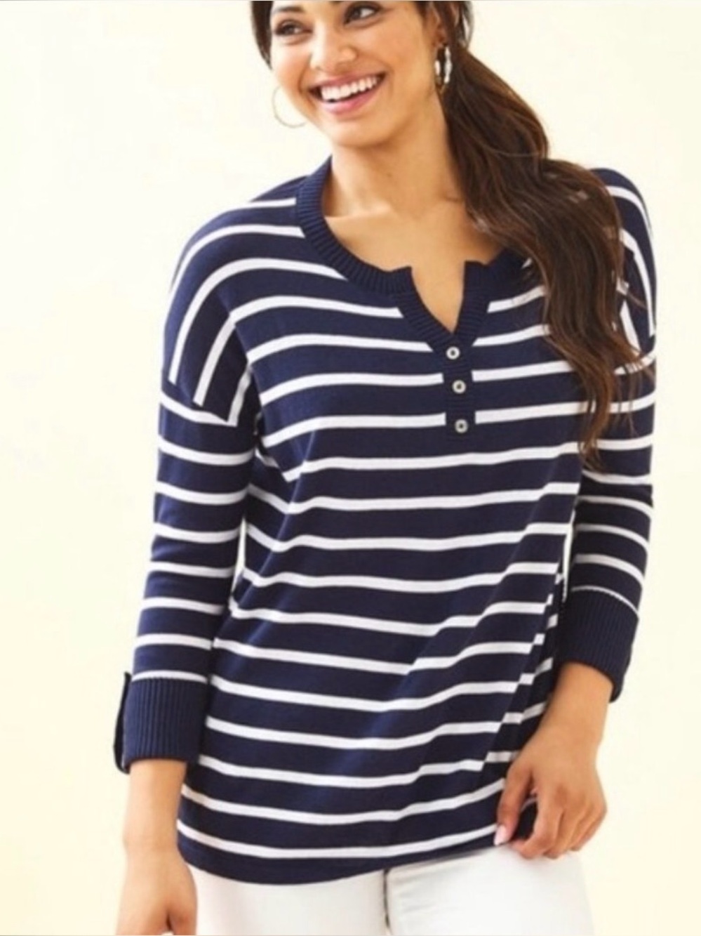 Lilly Pulitzer Faraway Sweater True Navy Moonlight Stripe Size M